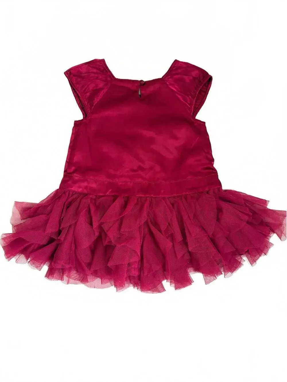 Baby Gap | Burgundy Wine Satin Tulle Ruffle Short Sleeve Dress Bow Size 6-12mo